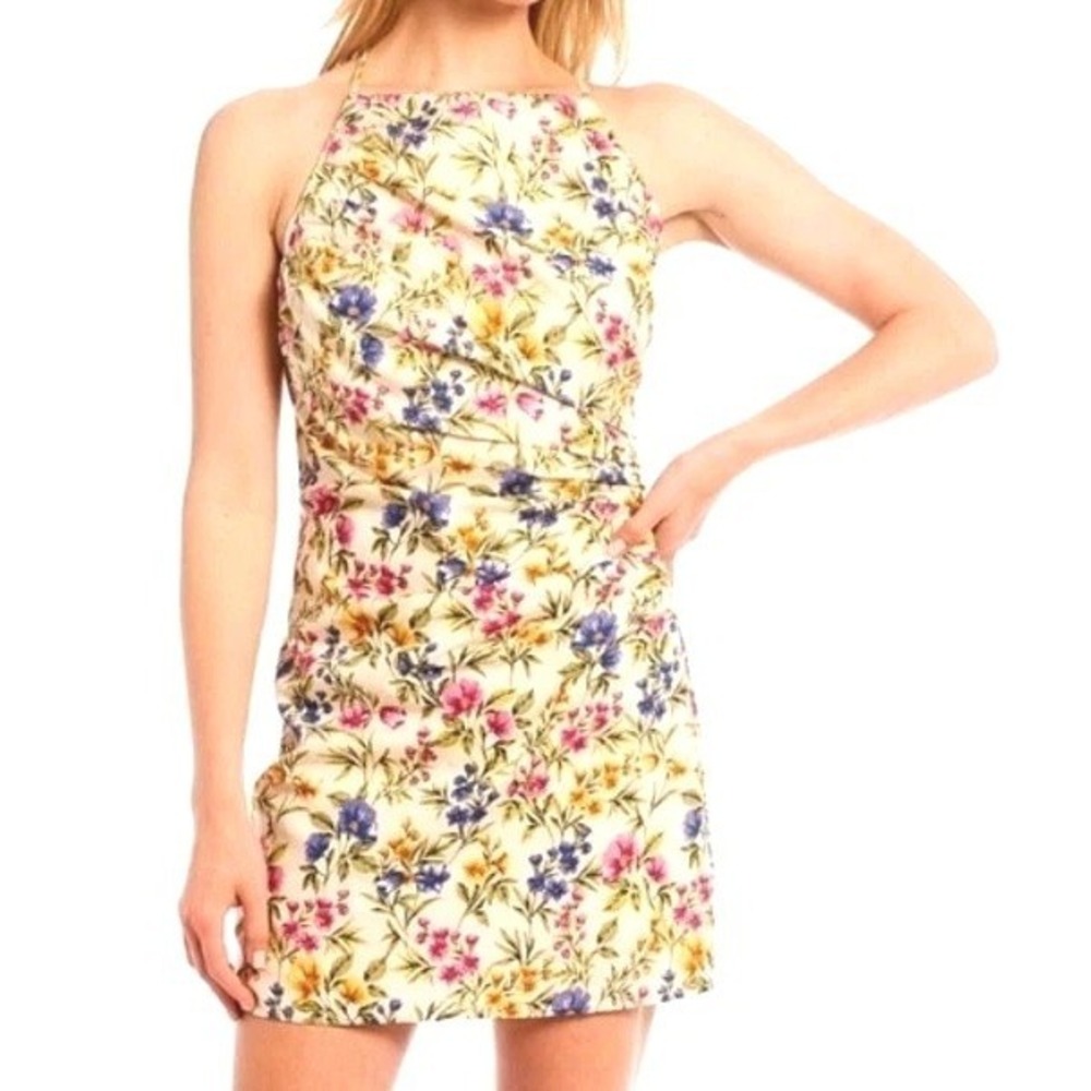 En Saison Valeria Floral Print Mini Linen Blend Dress Size XS Summer Wedding